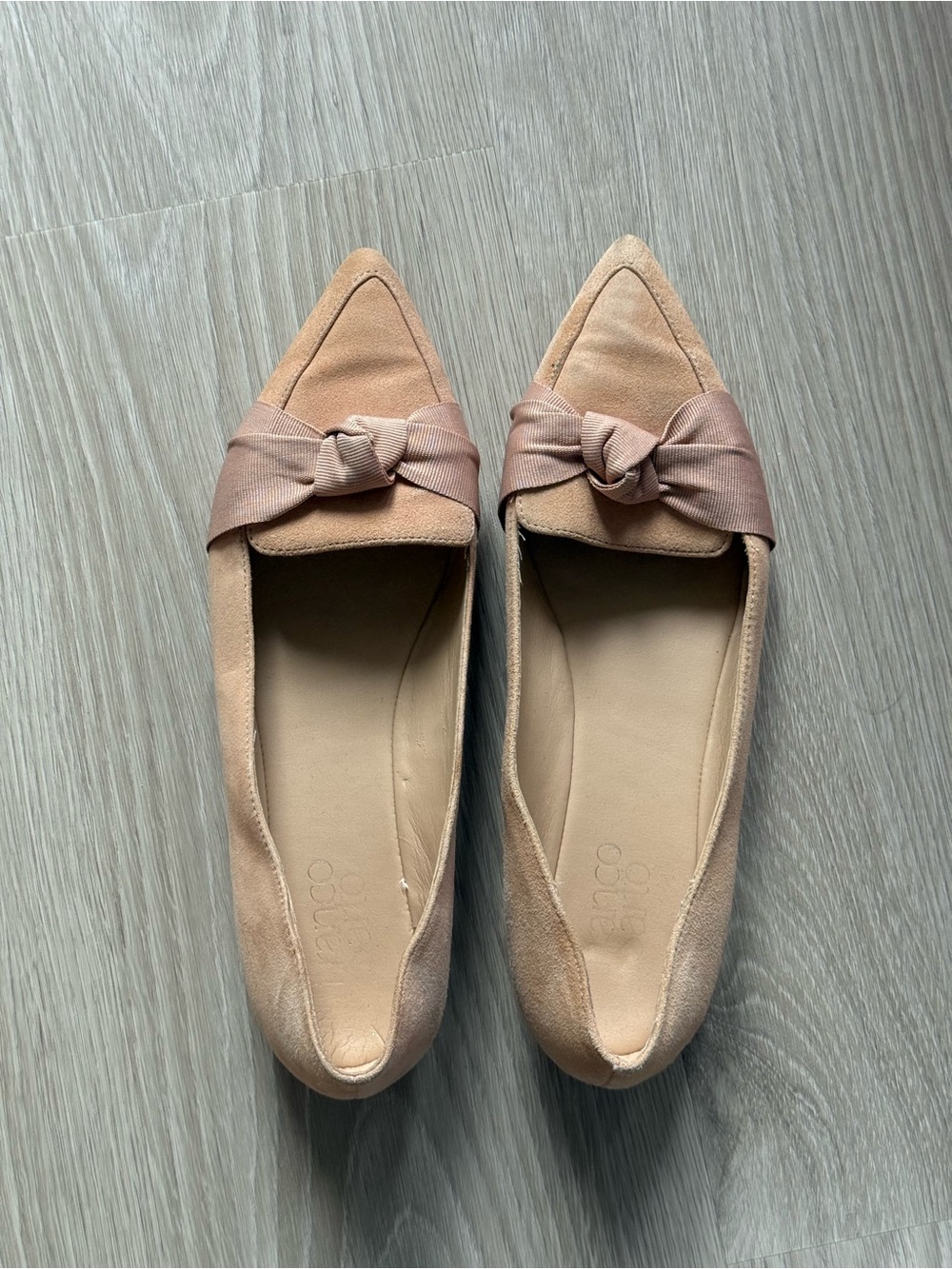 Franco Sarto Pointed Toe Bow Flats in Blush